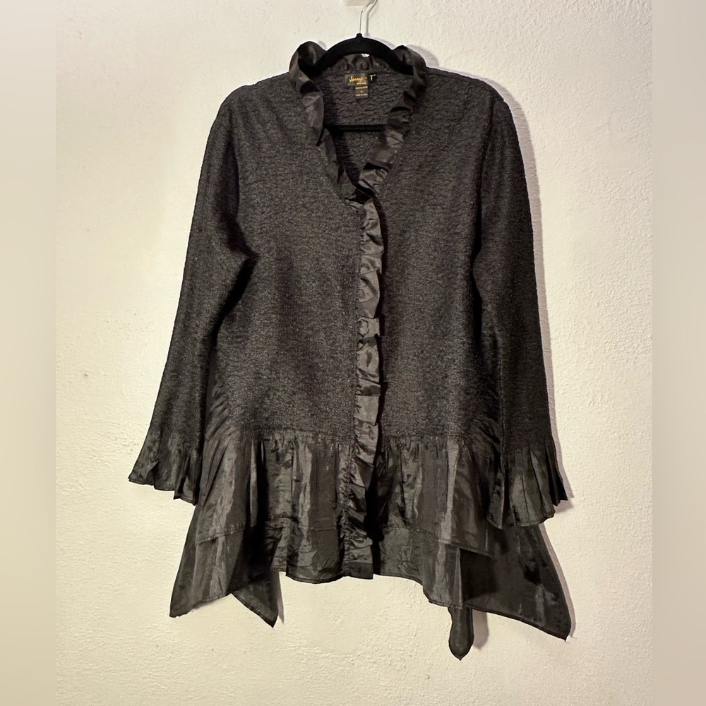 Jenny T Black Ruffled Asymmetrical Dress Size XL 1X Womens angled tunic